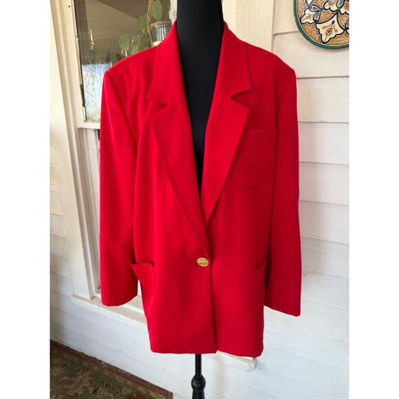 Vintage 80s Womens Gallant Red Wool Blazer Jacket Size 12 - Picture 2 of 12